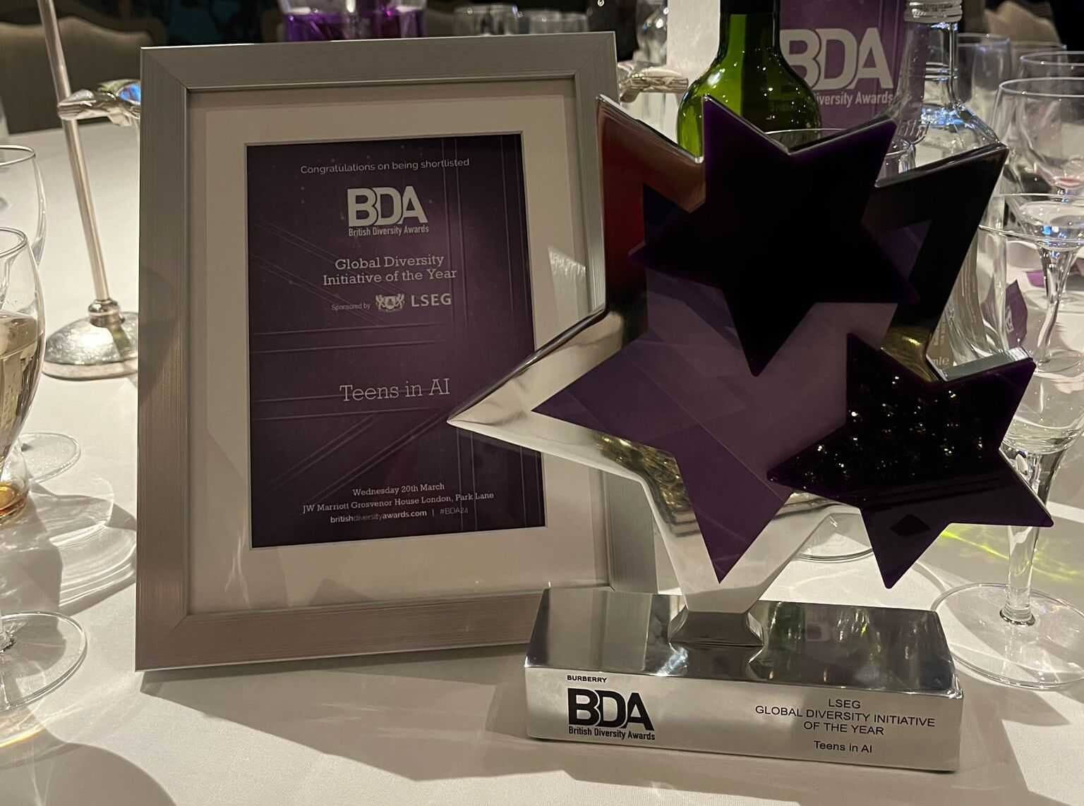 Teens in AI wins British Diversity Awards' Global Diversity Initiative of the Year Award 2024 Teens in AI wins British Diversity Awards' Global Diversity Initiative of the Year Award 2024